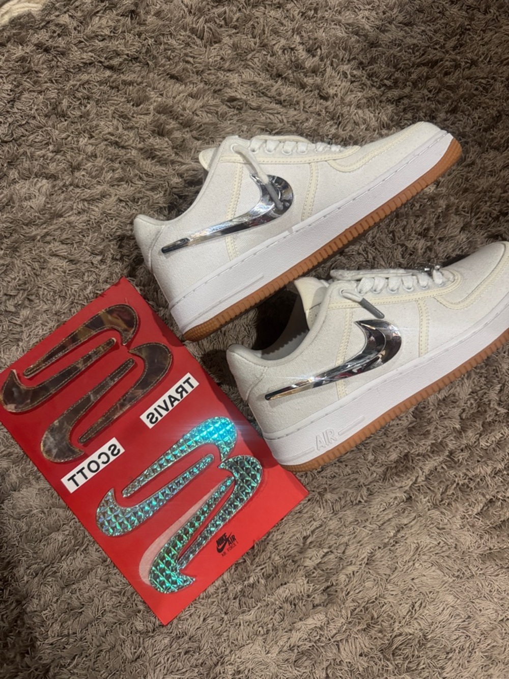Travis Scott White Low-Top Sneakers with Pink Liner